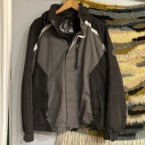 ZeroXposur Men's All Weather Hooded Ski Snowboard Full Zip Jacket Grey Black S